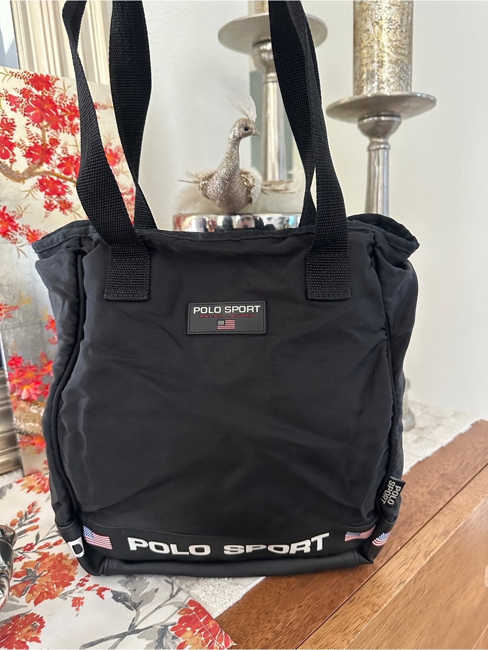 Polo by Ralph Lauren Black Polo Sport Nylon Messenger Tote